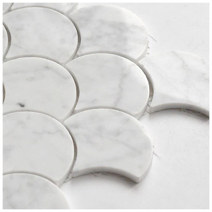 Carrara White Marble Fan Mosaic