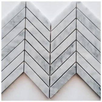 Bianco Carrara Chevron Marble Mozayik