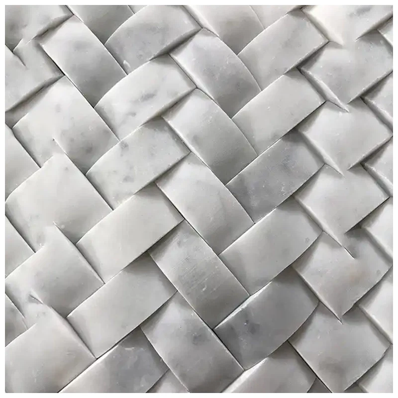 Carrara Marble Braided Pattern Mosaic Tiles