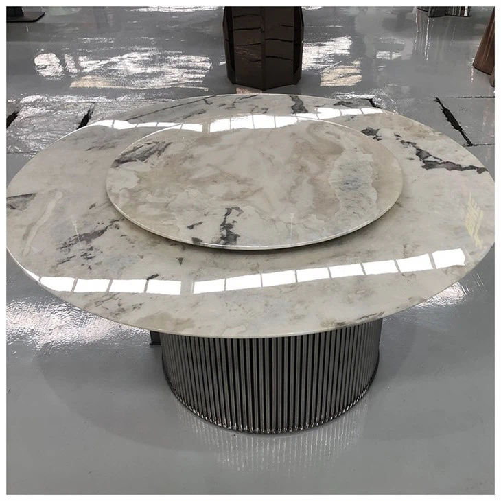 Caribbean Island White Marble Lazy Susan Tables