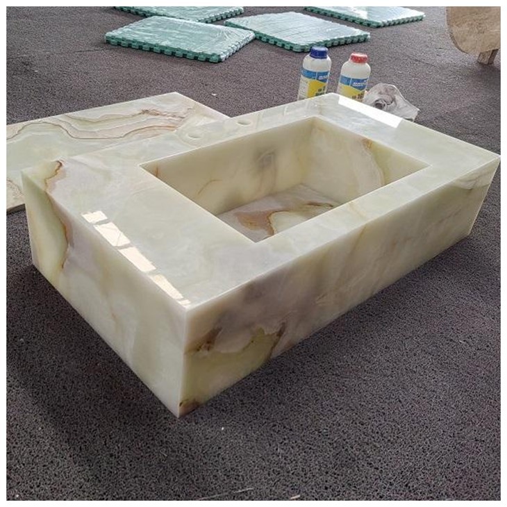 Green Onyx Marble Integrated Sinks