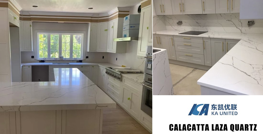 Calacatta Laza White Quartz Kitchen Countertops-KA UNITED Calacatta Laza White Quartz Kitchen Countertops-KA UNITED