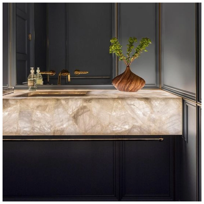 Bianco Cristallo Quartzite Vanity Tops-KA UNITED Bianco Cristallo Quartzite Vanity Tops-KA UNITED